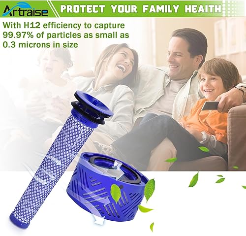 Miniatura 5 de Artraise Filtro de vacío de repuesto para aspiradora Dyson V6 inalámbrica/aspiradora absoluta V6, paquete de 2 filtros HEPA post y 2 prefiltros,