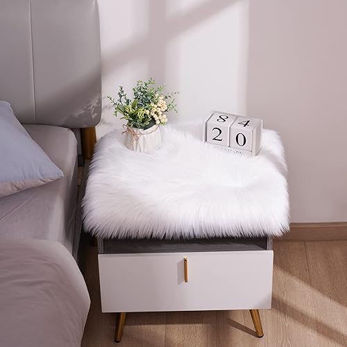 Miniatura 4 de Softlife Funda Cuadrada de Piel Sintética de Oveja para Silla, Cojín de Asiento, Alfombras de Área Súper Suaves para Sala de Estar, Dormitorio, Sofá