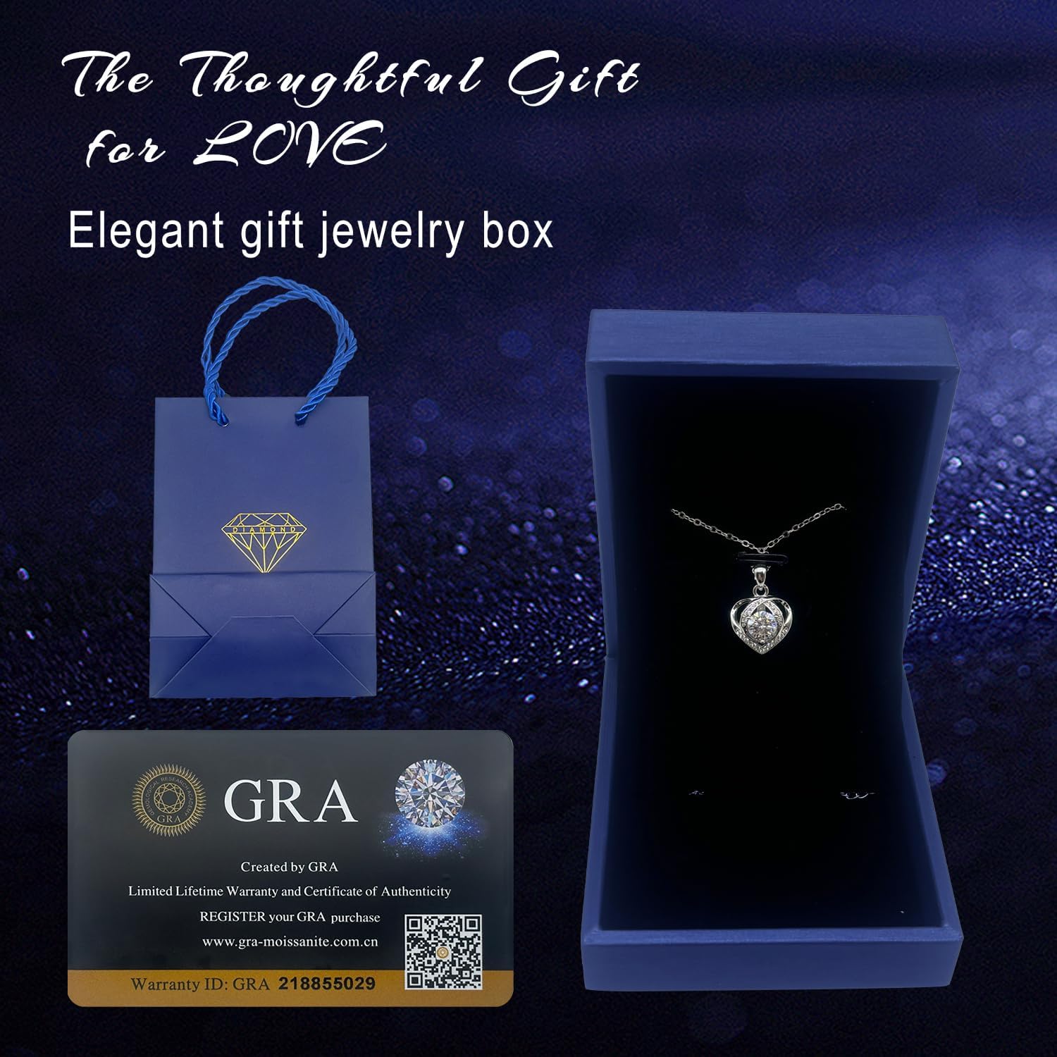 Heart Moissanite Necklace for Women, D Color VVS1 Clarity Sterling Silver Promise Pendant with GRA Certificate, Gift for Her Wife Girlfriend Mom on Anniversary Birthday - Image 5