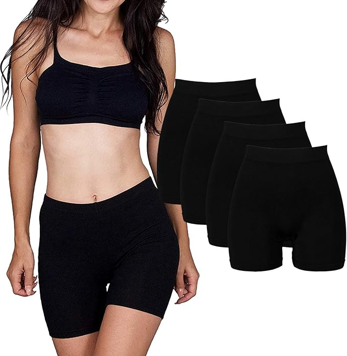 Slip Shorts for Under Dresses, 4 Pack Womens Seamless Bike Short by