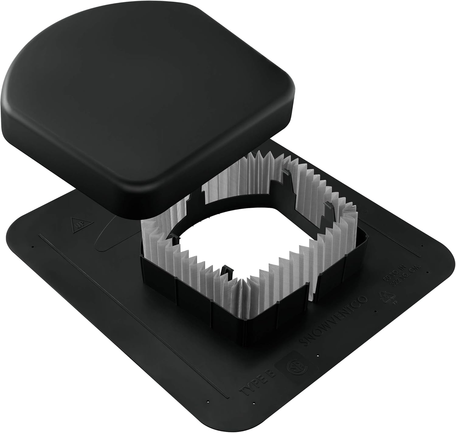 Upper Roof Exhaust Vent, 50 sq. in. (Black)