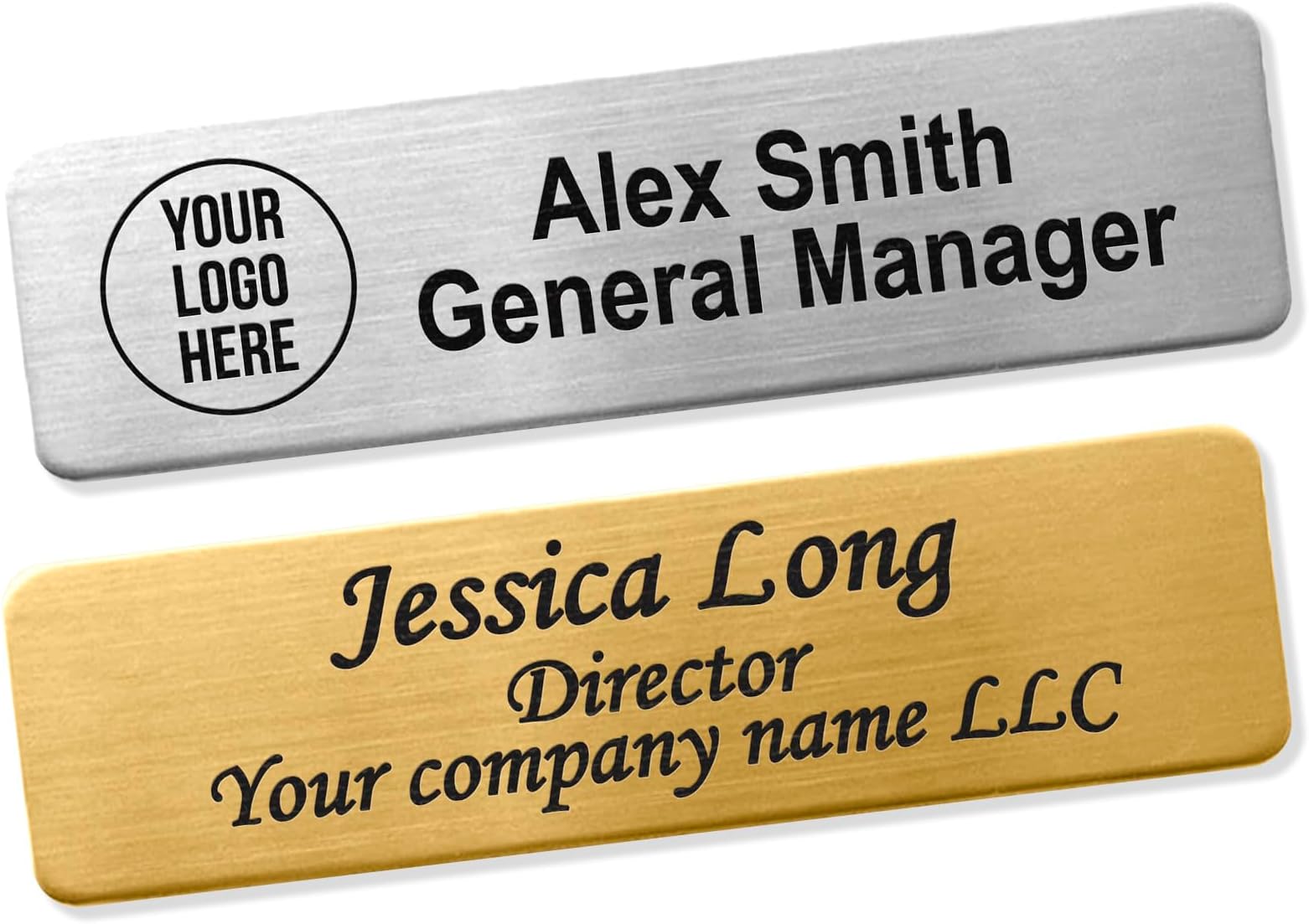 Custom Engraved ID Name Tag Badges Identification Personalized with Text & Logos, Metal Name for Clothing with Pin or Magnetic Backing Plates for Business and Employees (Your Own Design)