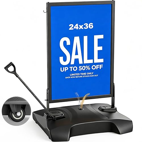 Heavy Duty Outdoor Sign Holder Stand, 24"x36" Aluminum Alloy Poster