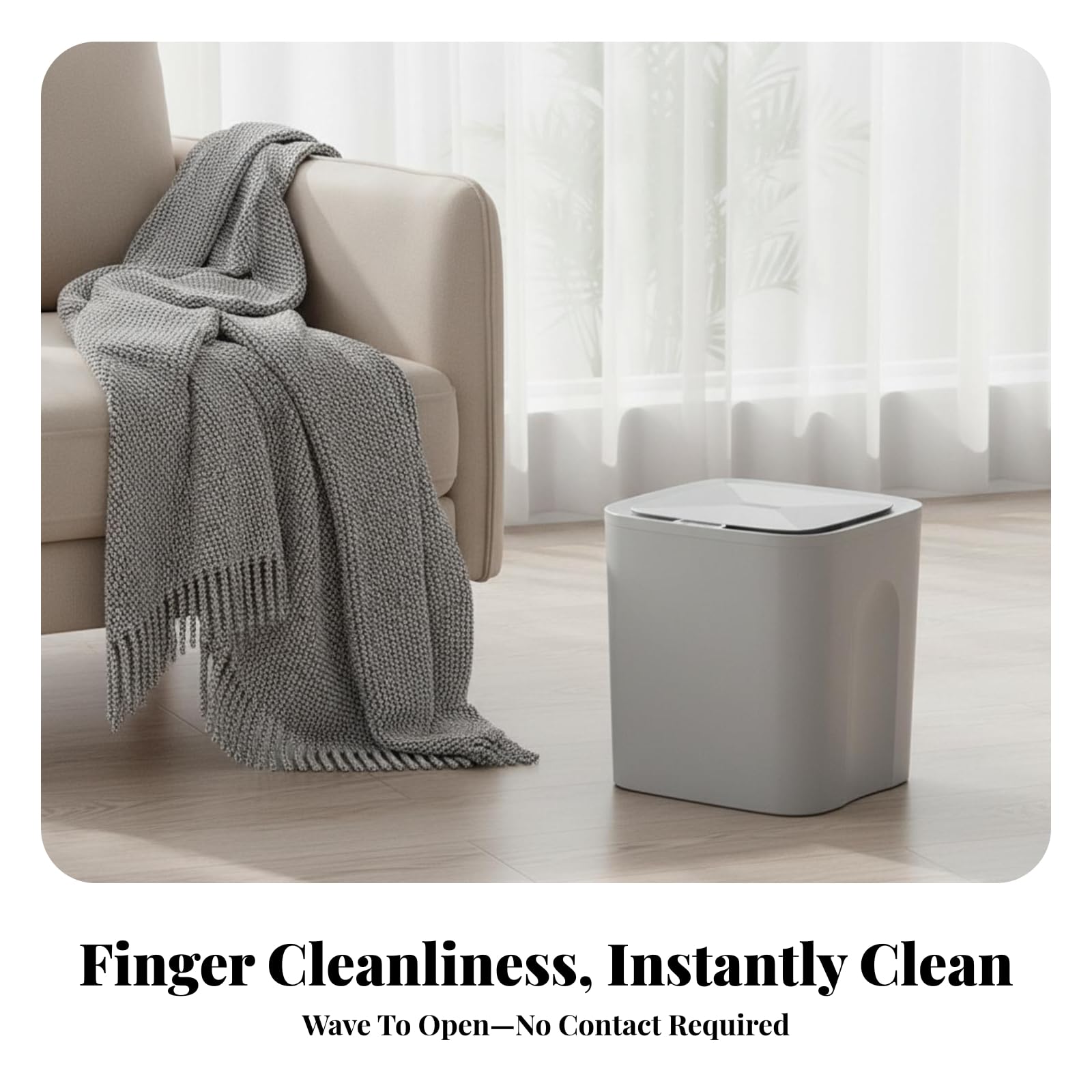 Papelera con Tapa Compacto Contenedor, 12L-Gris Niebla, Size to 1