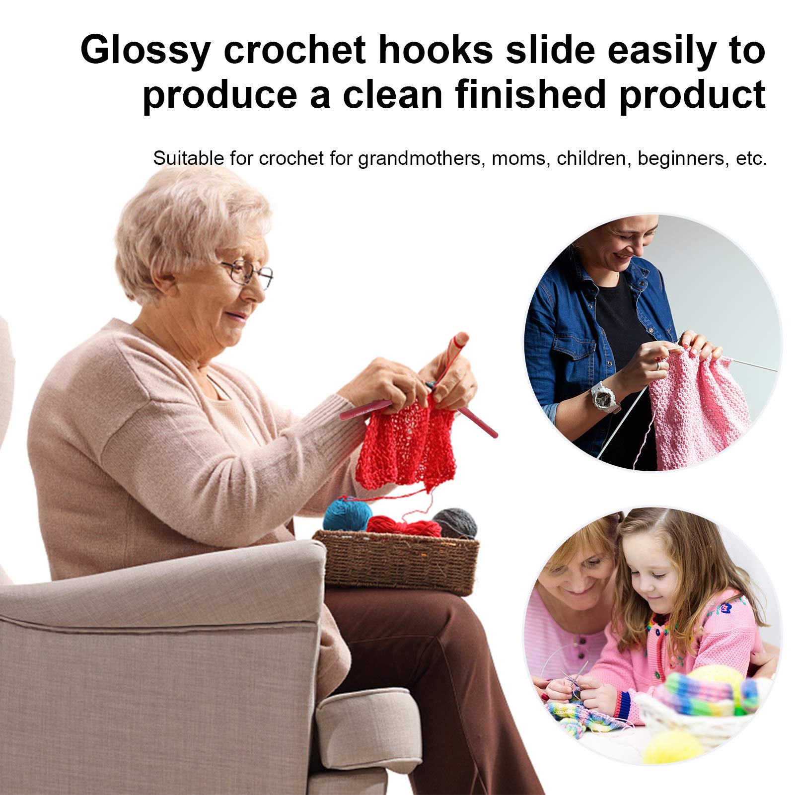 9Pcs Crochet Set Color Plastic Ergonomic Handle Crochet Hooks Needles DIY Hand?Woven Sweater Knitting Tools 14cm