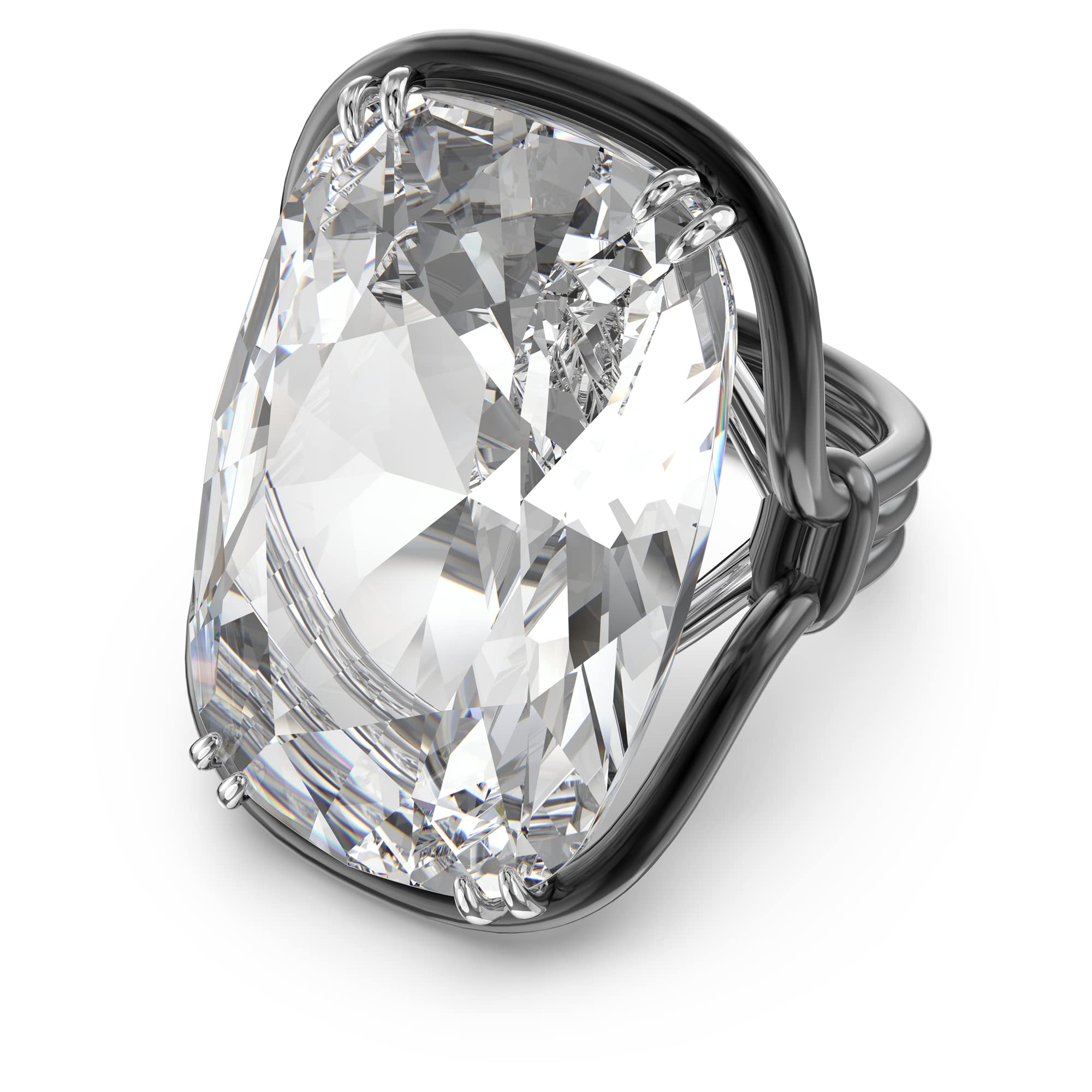 Swarovski Harmonia cocktail ring, Oversized crystal, White, Mixed metal finish, 52