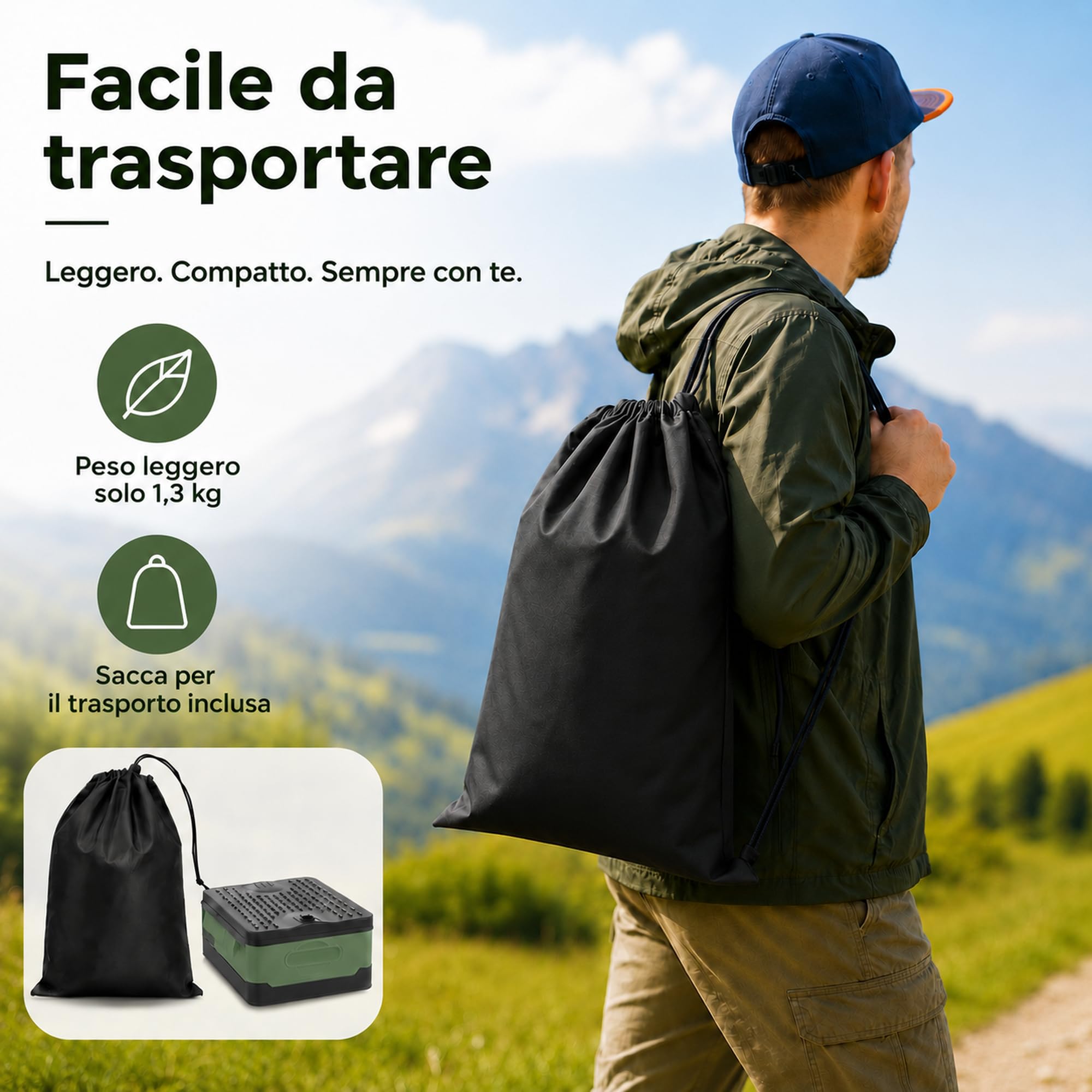 WC Portatile – 25L Capiente, Supporta Fino a 150KG – Water Portatile Adulti con 24 Sacchetti Igienici, Borsa per Il Trasporto & Cuscino, per Camper, Escursionismo & Emergenze