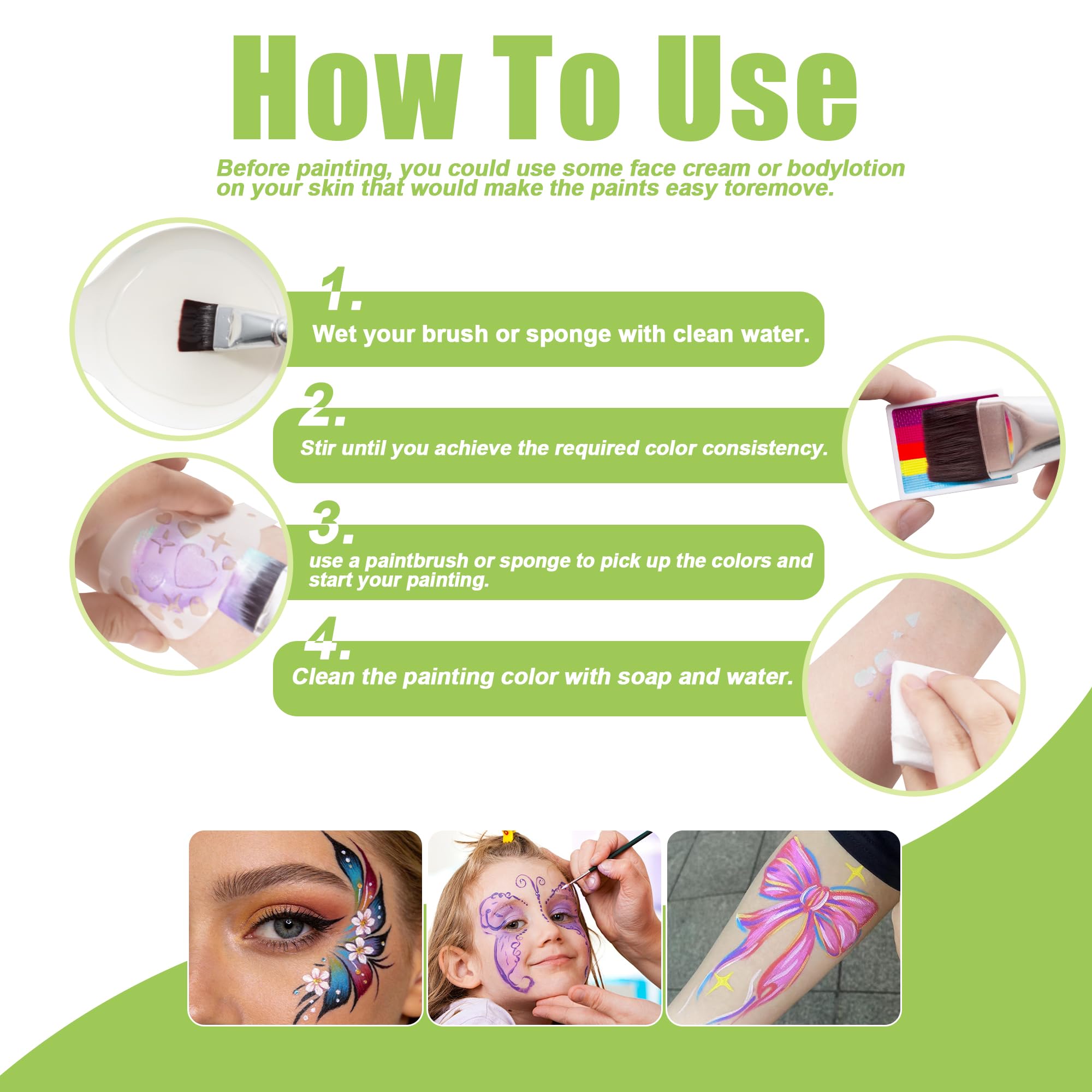 Face Paint Kit Rainbow Split Cake Face Paint Palette