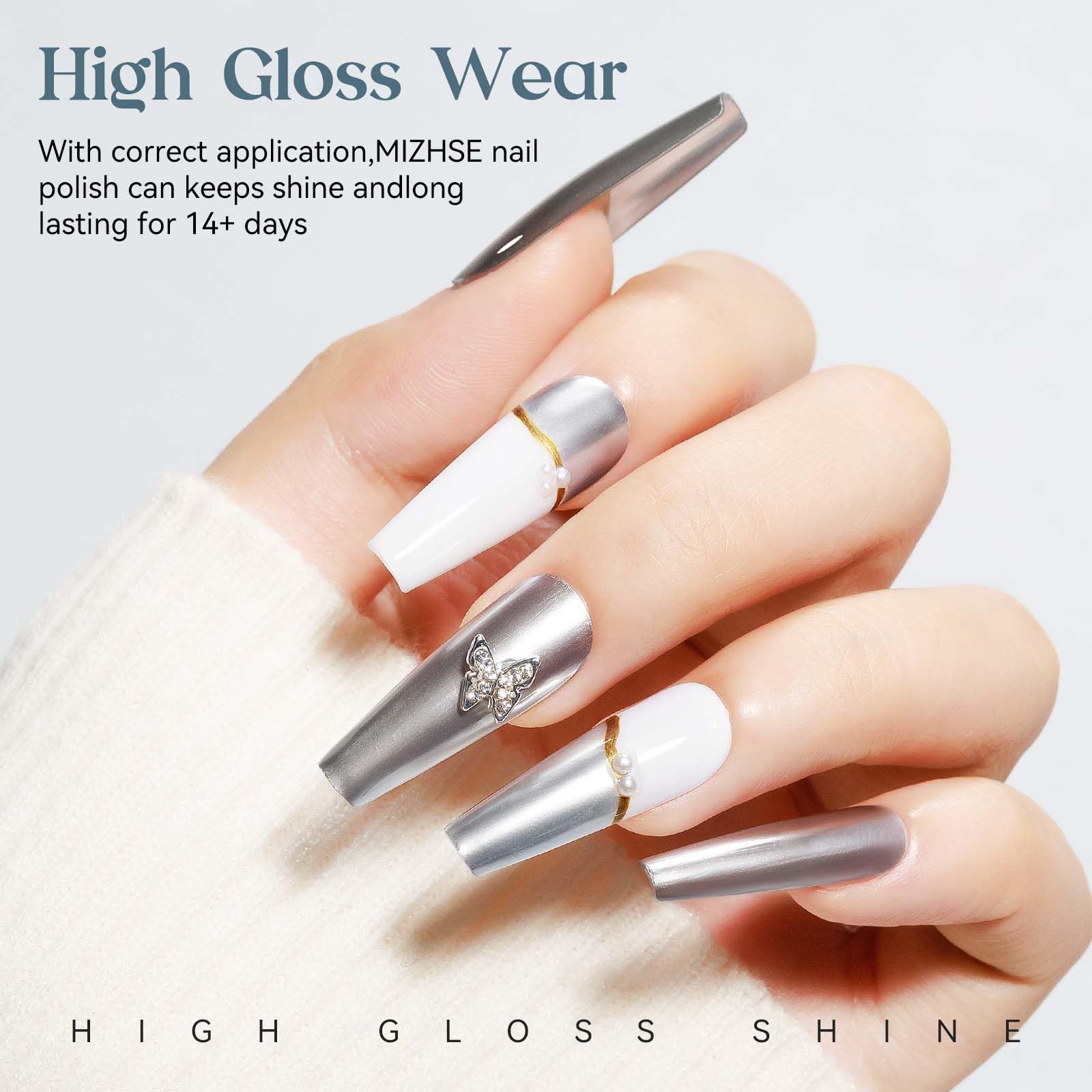 Vernis à Ongles Or/Argent Effet Miroir - Séchage Rapide - Métallisé - 8 Ml - Neuf