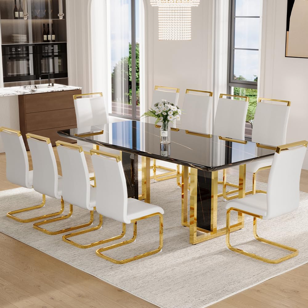 79' Black Modern Dining Table Set for 10 (MEMUY)