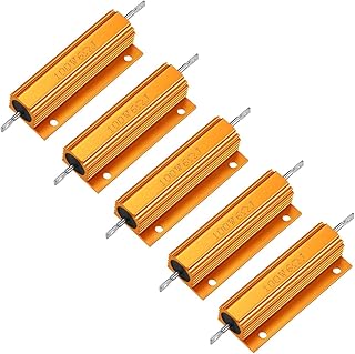 HLin 100W 6 Ohm 5% Aluminum Housed Wire Wound Resistor Gold Tone 5Pcs