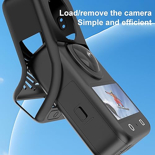 Miniatura 6 de Funda para DJI Osmo 360 con 3 unidades Protector de vidrio templado compatible, funda de silicona suave, color negro