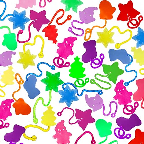 ZeQinToy 42 juguetes de manos adhesivas de Navidad para niños estilos de Navidad juguetes elásticos para rellenos de calcetines de Navidad regalos