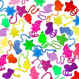 ZeQinToy 42 Pcs Christmas Sticky Hands Toys for Kids Boys Girls, Christmas Styles Stretchy Toys for Christmas Stocking Stuffers, Christmas Party Favors Gifts for Kids