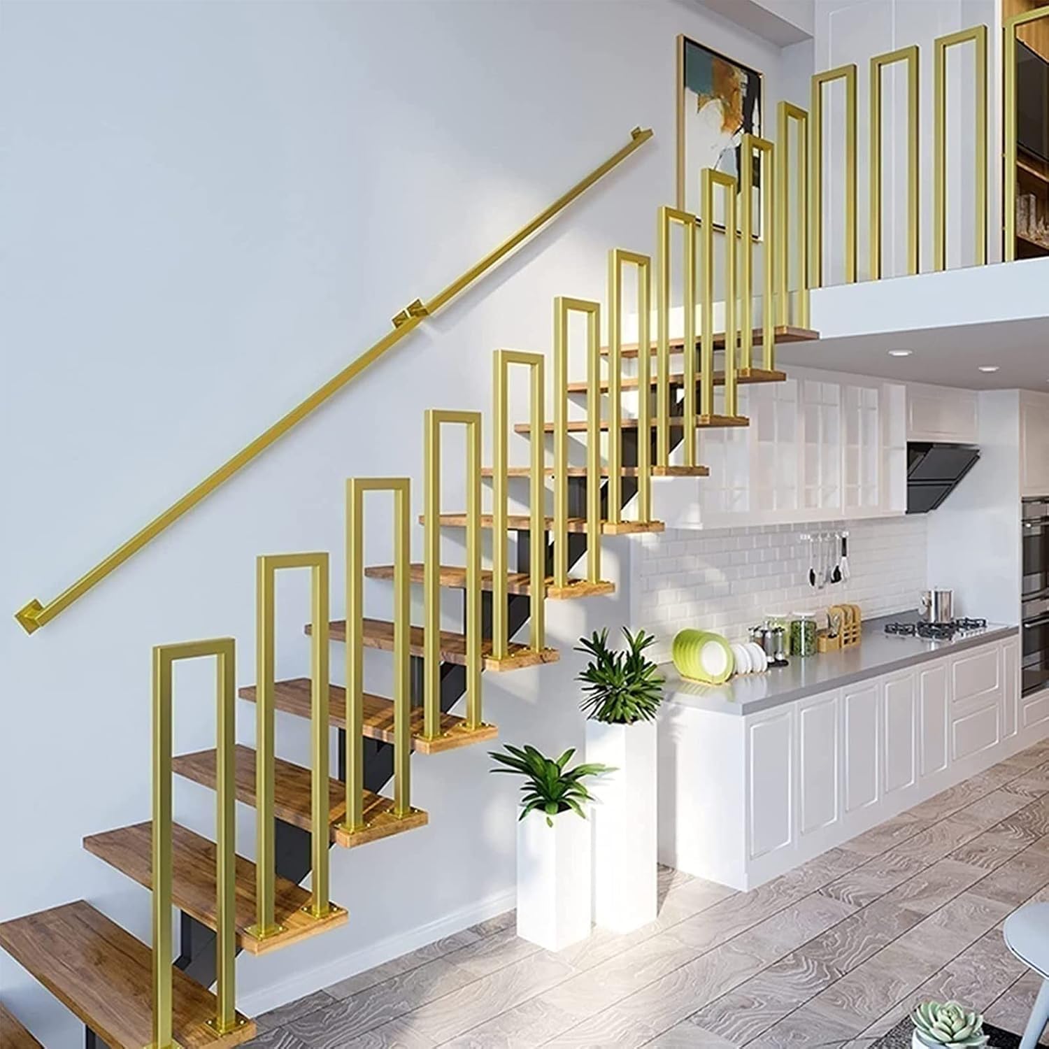 Main courante en U métal robuste pour rampe d'escalier extérieur appartement et villa