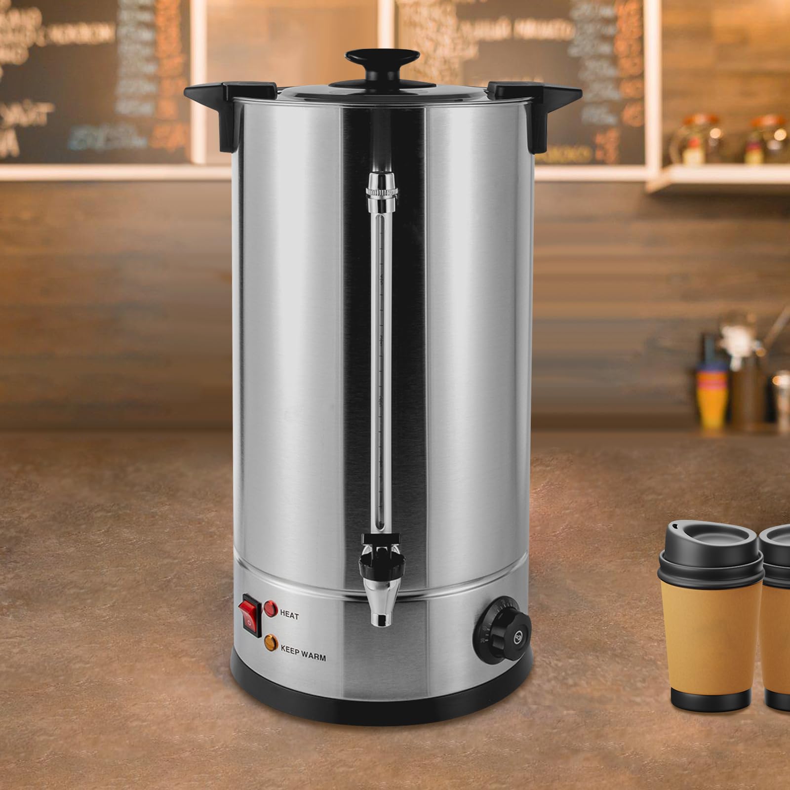 INPAITOO Commercial Grade Coffee Urn, 25L/6.6gal Dual Wall Stainless Steel Coffee Maker, Portable Percolator Beverage Dispenser Maker, Hot Water Urn for Home, Party, Office, Wedding