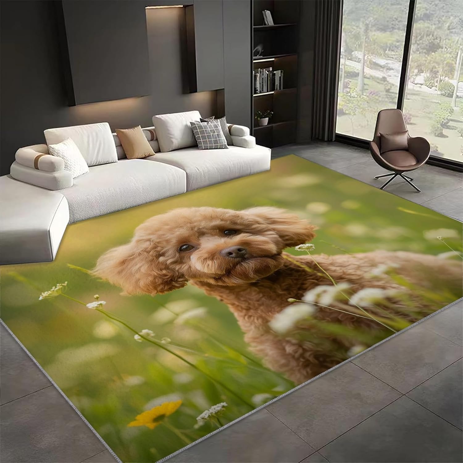 Tapis chien en peluche lavable pour éliminer les taches du salon