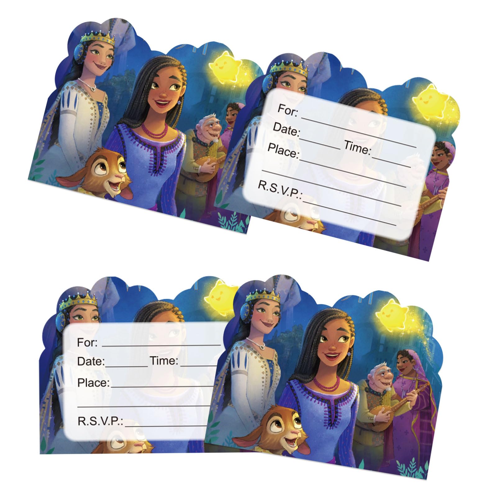 TOPTAMP36Pcs Wish Party Supplies Invitation Cards,Made by Hard Papar,Birthday Theme Party Invitated, purple