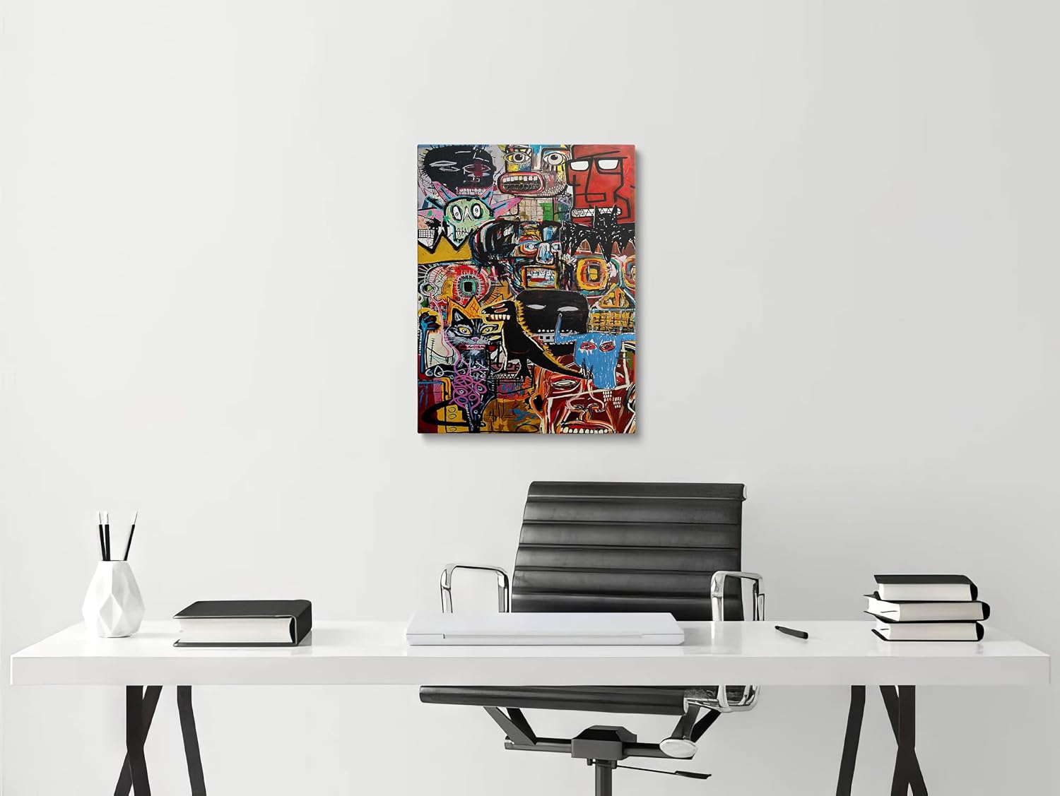 Framed Street Graffiti Wall Art Modern Abstract Pictures Poster Prints Wall Decor Artist Blue Color Print Canvas Painting for Living Room Bedroom Bathroom Office Home Decorations(12''X16'')