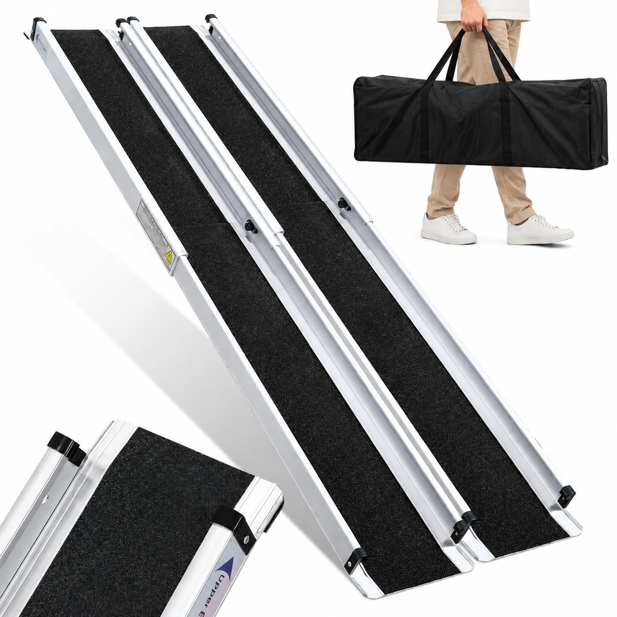 Rampa telescópica para silla de ruedas, 105-183 cm | Aluminio, escaleras y peldaños, antideslizante, peso ligero, capacidad de carga de 300 kg