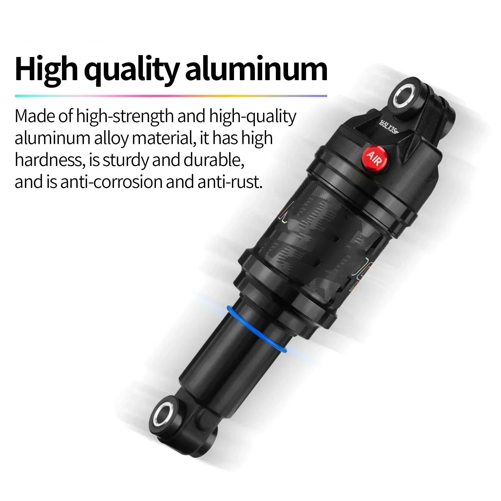 Amortiguador Eje Delantero Amortiguador Trasero Aire para Bicicleta Montaña, Longitud 125Mm, 150Mm, 165Mm 190Mm, Presión Aire Ajustable. Amortiguador Eje Trasero(165mm)