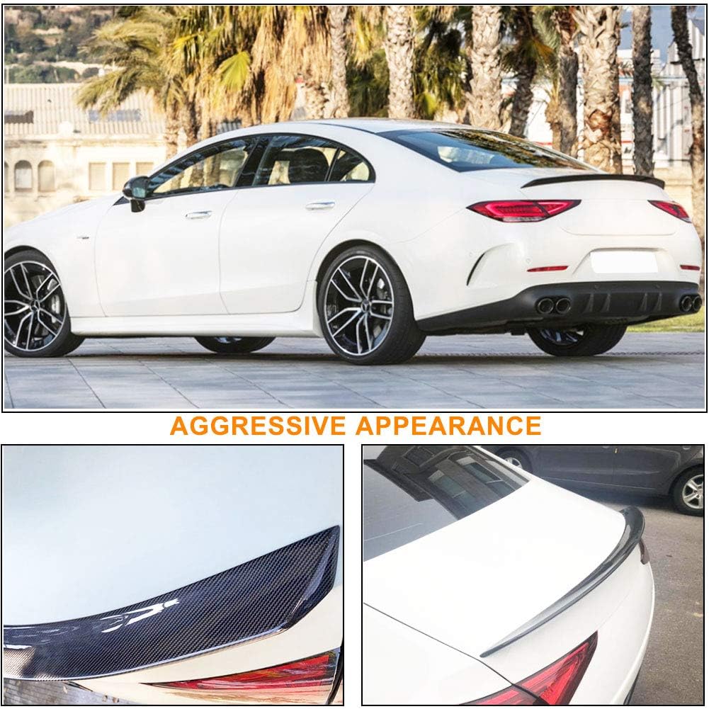 Real Carbon Fiber Car Trunk Rear Spoiler Fits for Mercedes-Benz C257 CLS400 CLS450 CLS500 CLS550 CLS53 AMG 2018-2021 Auto Rear Boot Lid Highkick Spoiler Wing Lip