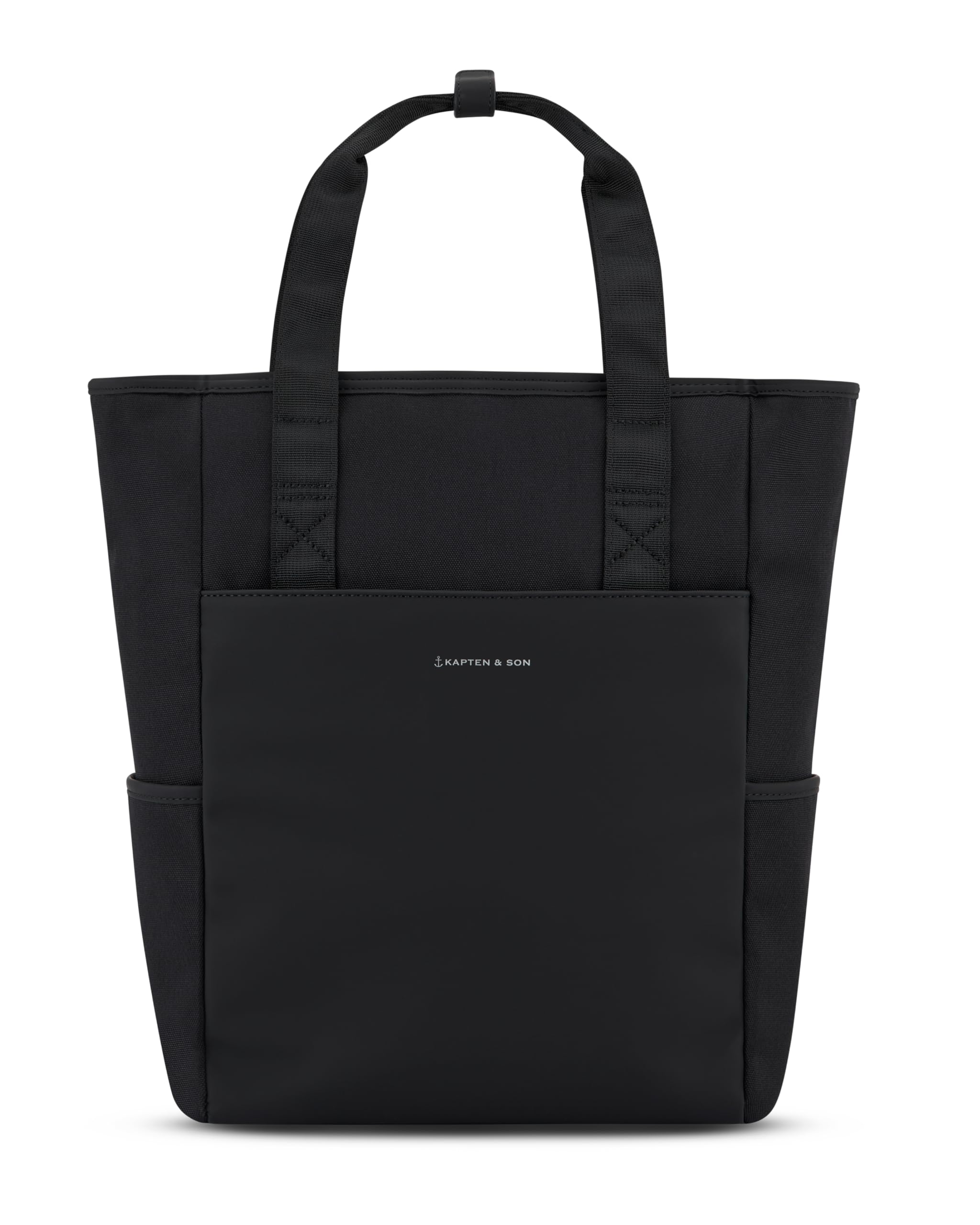 Kapten & Son Rucksack Lindby All Black 18 L | 2in1 Tasche & Rucksack | inkl. Kofferbefestigung, Laptopfach, Flaschenhalterung | Shopper Damen