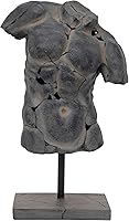 SagebrookHome Modern Cracked Male Torso Sculpture - Textured Black Polyresin Statue, 15x9x25 Inch Artistic Home Decor for Living Room Office
