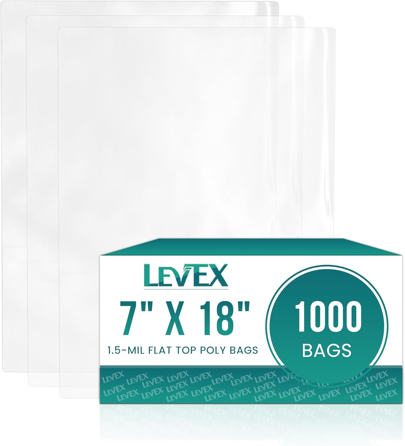 Levex - 7" x 12" (1000 Count) Open End Flat Top - 1.5-Mil Clear Poly Bags for Packaging, Shipping, Storage & Food (Bags Do Not Have a Seal or Prints)