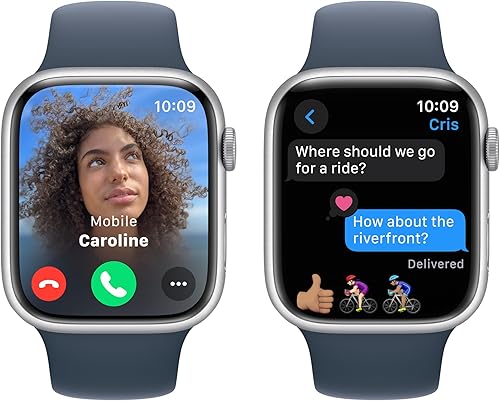 Miniatura 4 de Apple Reloj inteligente de la serie 9 GPS de 1.772 in con caja de aluminio plateada con correa deportiva azul tormenta SM. rastreador de fitness,