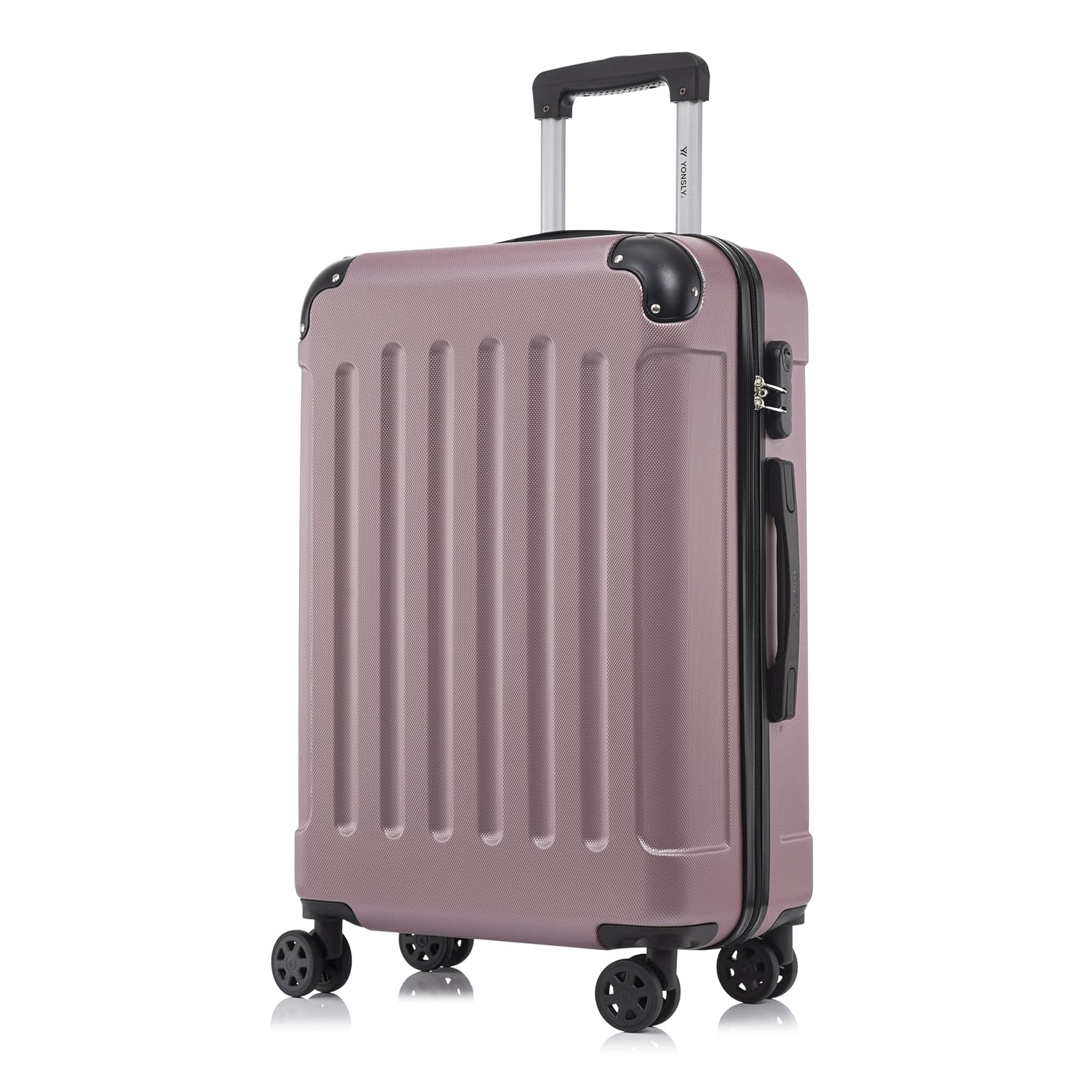 yonsly Koffer Suitcase, Trolley Reisekoffer, Rollkoffer Handgepäck mit 4 Rollen 360°, ABS Hartschalen, Sicherheitsschloss, Weicher Gummigriff, 210D-Futter