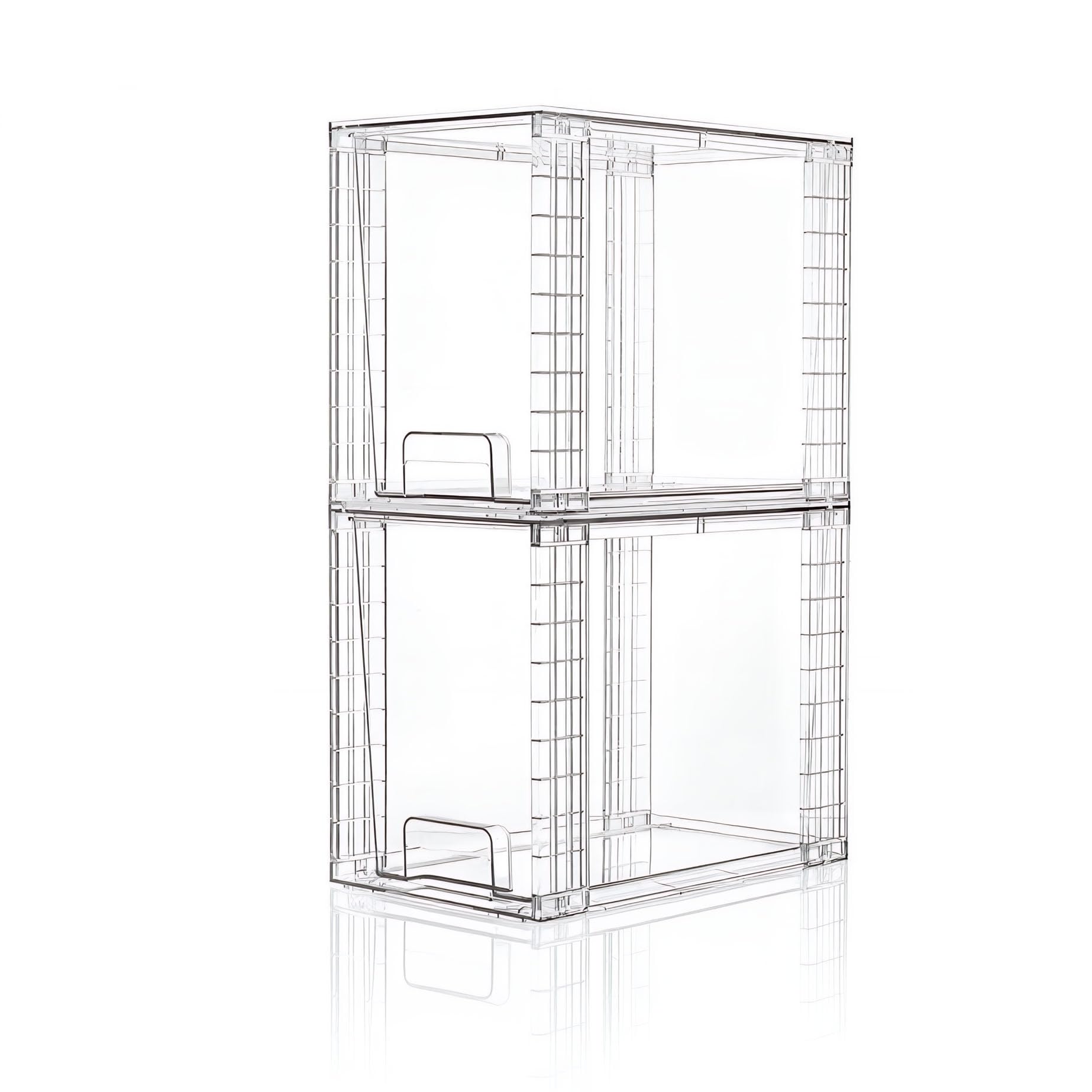 XWYWX 2 Pezzi Cassetti Impilabili Trasparenti, Organizer Plastica Alta Resistente Modello Alto per Cosmetici, Bagno, Cucina, Sottolavello, Dispensa, Armadio, Contenitori Multiuso