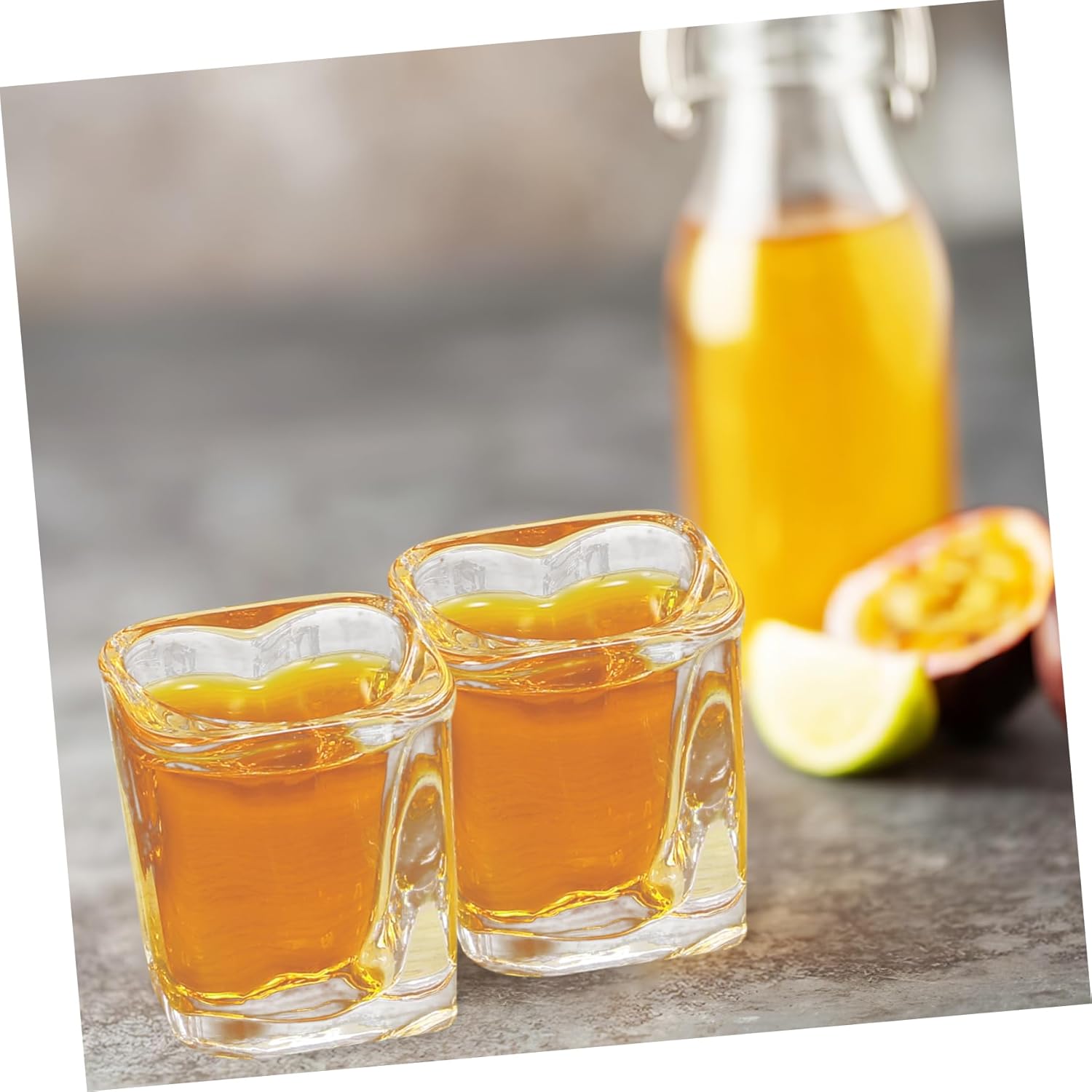 6pcs Heart Shot Glasses Thick Square Base Drinking Cups Cocktail Glass for Party Adult Wine Glasses Aesthetic Cups