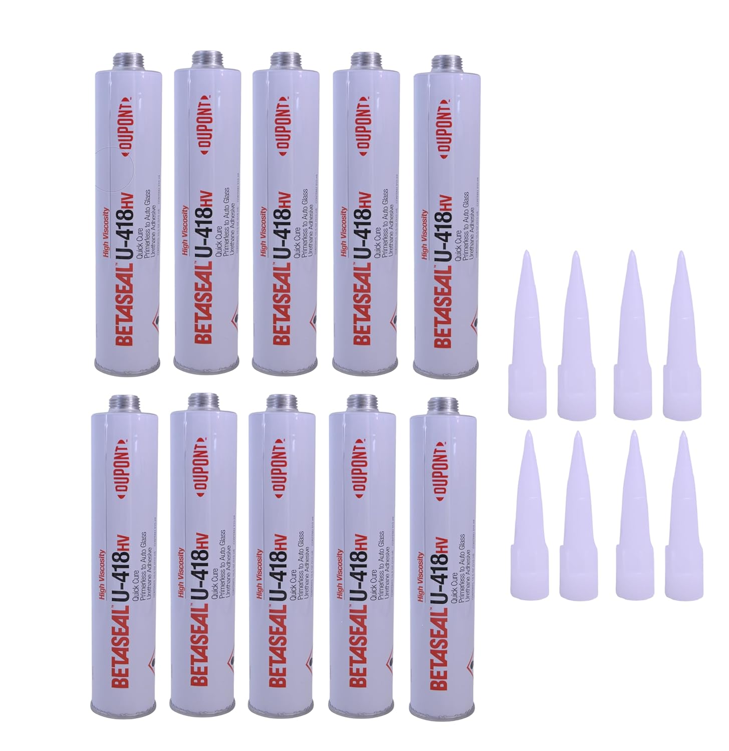 U-418HV Automotive Windshield/Glass Adhesive - High Viscosity Urethane, Primerless to Glass - 310ml (10.5oz) (Cartridge, 10, Count)