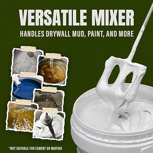 Miniatura 3 de Buddy Tools Mix It, 18 pulgadas de longitud, mezclador de lodo con paleta de ABS duradera, mezclador de pintura eficiente para taladro, paleta de