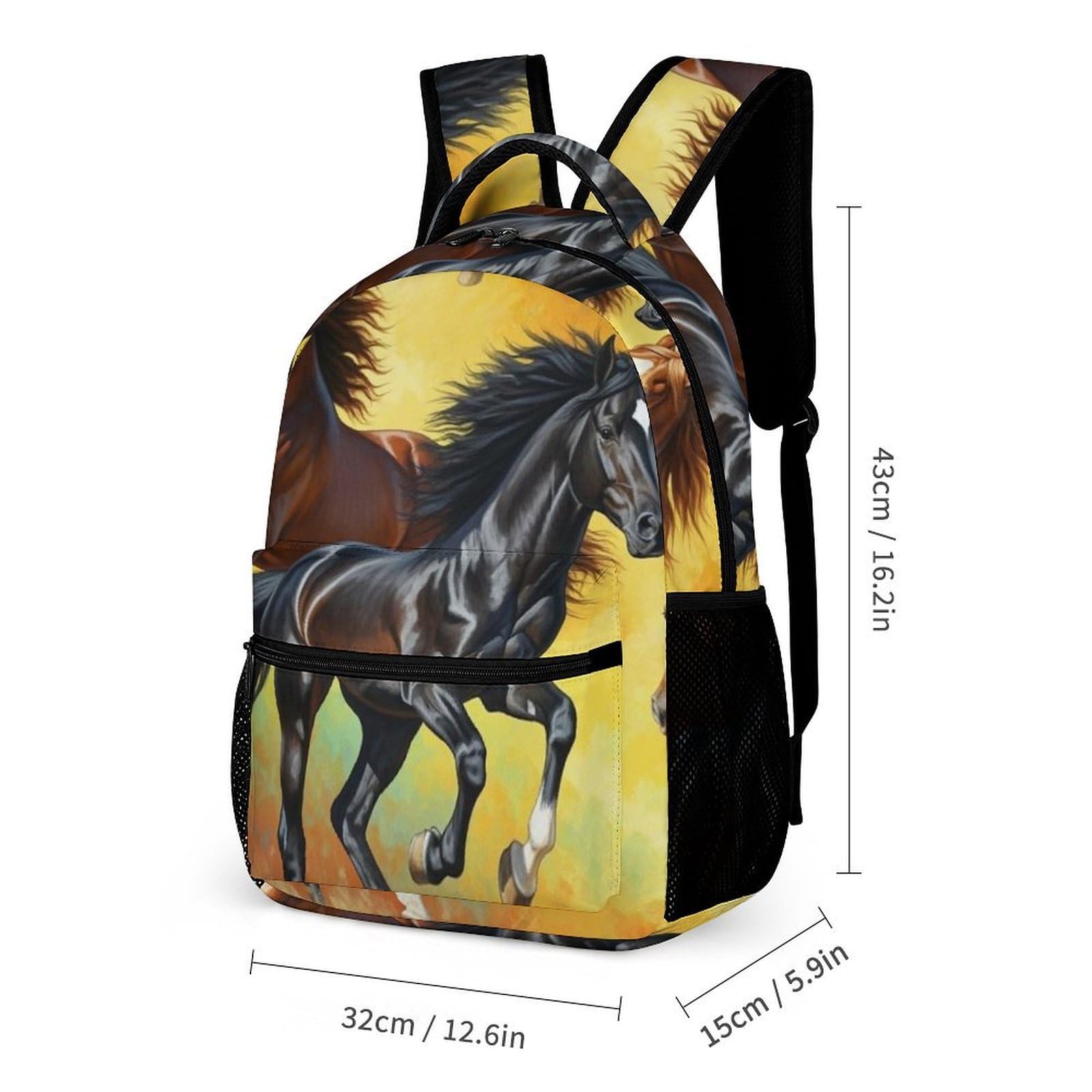 Mochila con bolsa de almacenamiento para la lonchera, conjunto de mochila para libros de caballos salvajes y cosméticos.