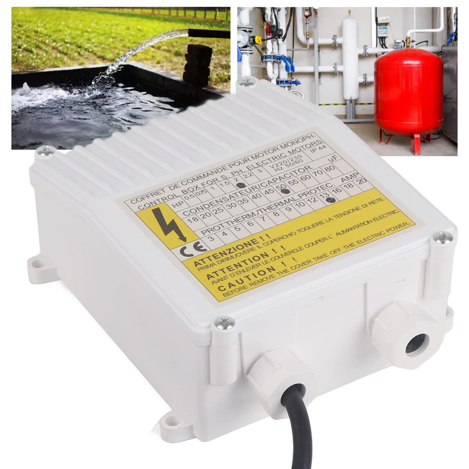 Scatola di Controllo della Pompa con Interruttore di Protezione Termica, Controller per Pompe Sommergibili per Pozzi Profondi, 1500 W