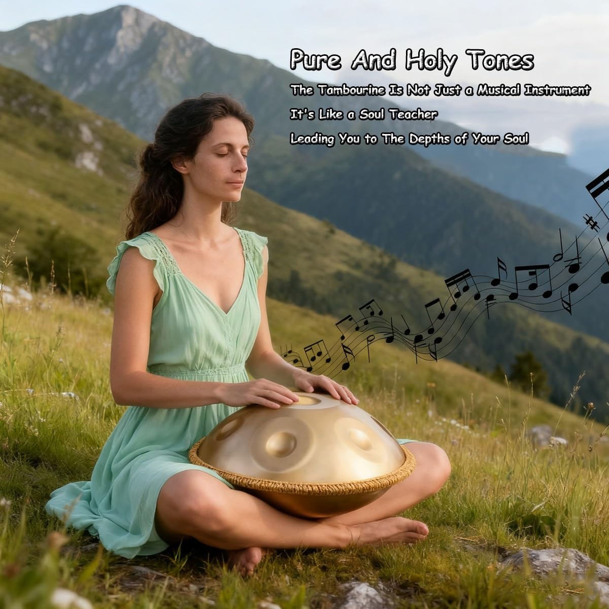 Tamburo A Mano 56cm, 10 Note In Re Minore, Handpan Strumento A Percussione Con Mazze, Supporto E Borsa Per Trasporto, Tamburo Sonoro Curativo Per Adulti Principianti(Gray)