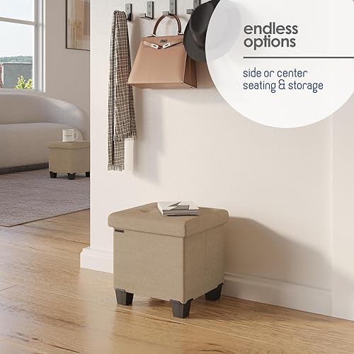 Miniatura 519 de Otomana plegable para dormitorio o sala de estar, con contenedores de almacenamiento, reposapiés para el extremo de la cama, soporta hasta 660 lb,