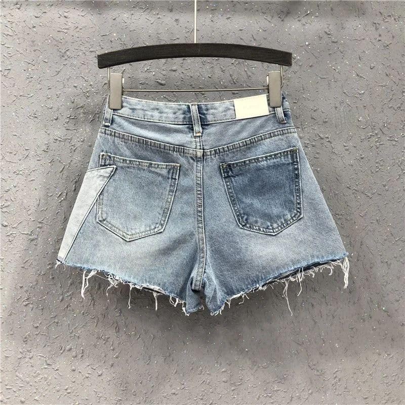 Short en denim patchwork bicolore avec coupe lâche et finitions premium - 4