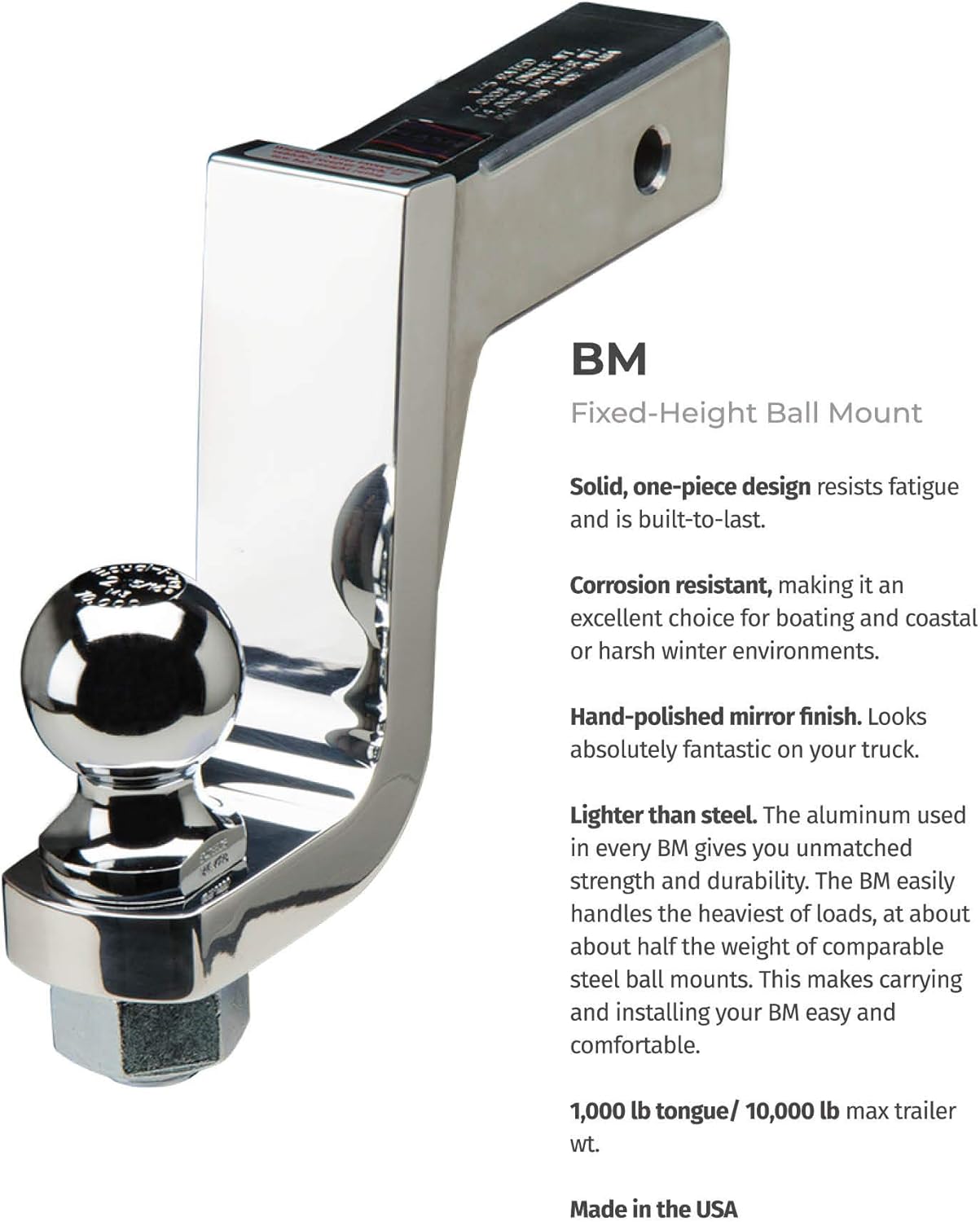 Fastway Flash BM DT-BM5400 Fixed Aluminum Ball Mount with 4 Inch Drop and 1-1/4 Inch Hole (Ball NOT Included)