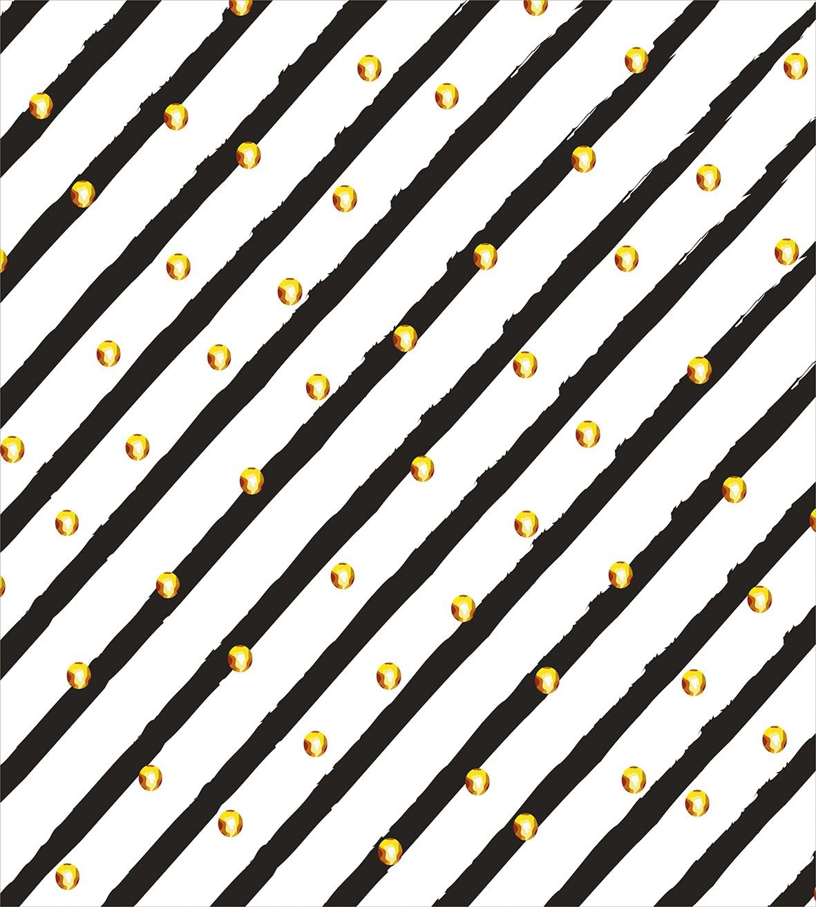 Ambesonne Geometric Duvet Cover Set, Little Circles Spots on Grunge Bold Brush Stroke Lines Stripes Image, Decorative 3 Piece Bedding Set with 2 Pillow Shams, Queen Size, Yellow White