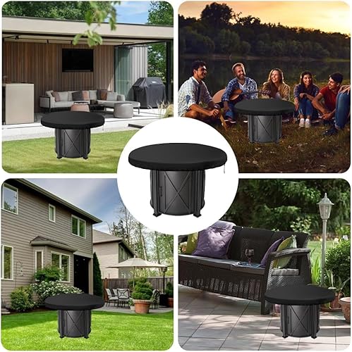 Copertura per Piastra di Fuoco, 420D Rotonda Copertura Barbecue 80 cm Oxford Copertura Rotonda Della per Piastra di Fuoco Anti-UV, Impermeabile Piastre Telo per Piastra di Fuoco E Barbecue Nero