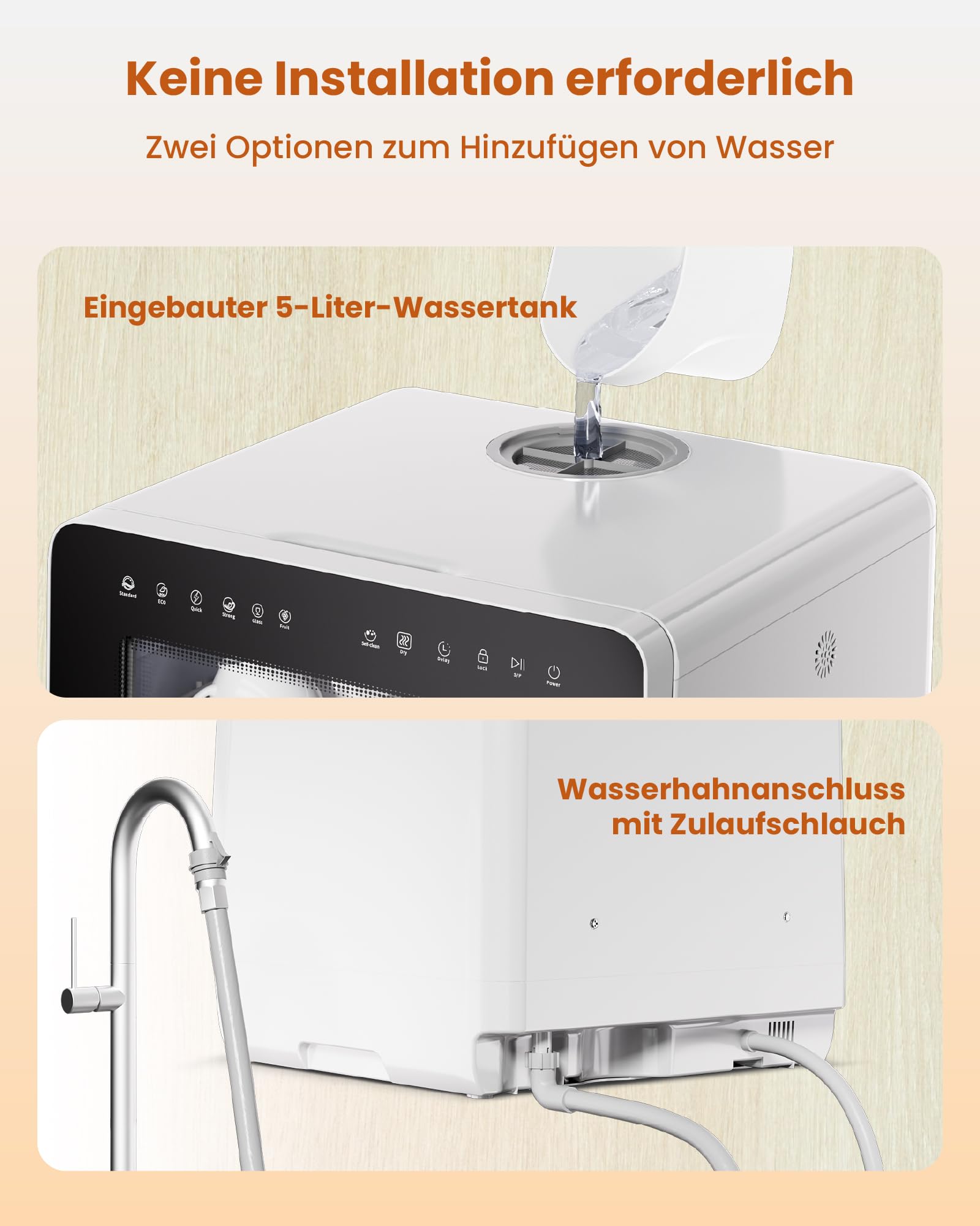 HAVA NEUE Tischgeschirrspüler mit Wasserenthärter, Spülmaschine 8 Programme, Kindersicherung, verzögerter Start