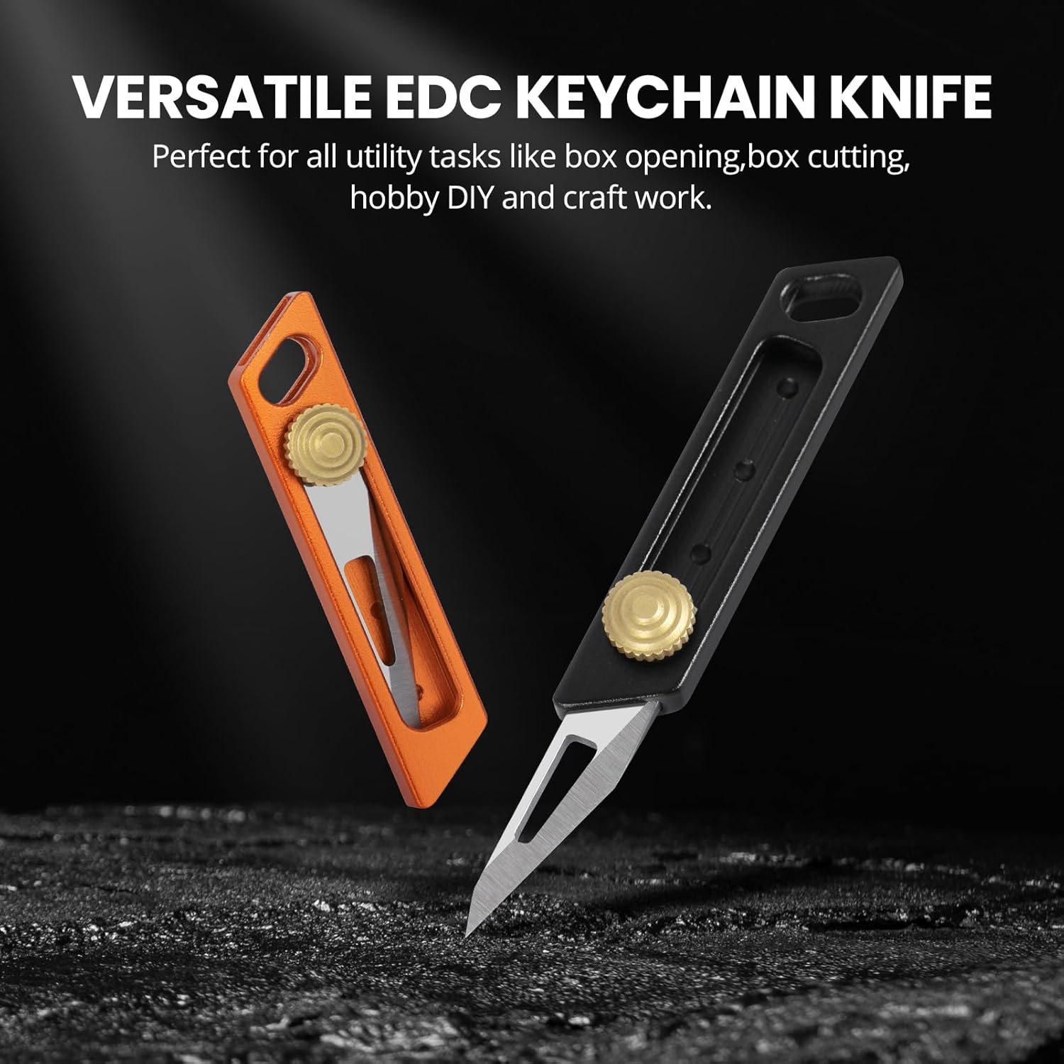 EDCFANS Small Pocket Knife for Men, 2 Pack Mini Keychain Knife, Safety Box Cutter Retractable, EDC Knife with Keychain Hole, Little Tiny Knives, Package Box Opener, Cool Gadgets Gifts for Men Women