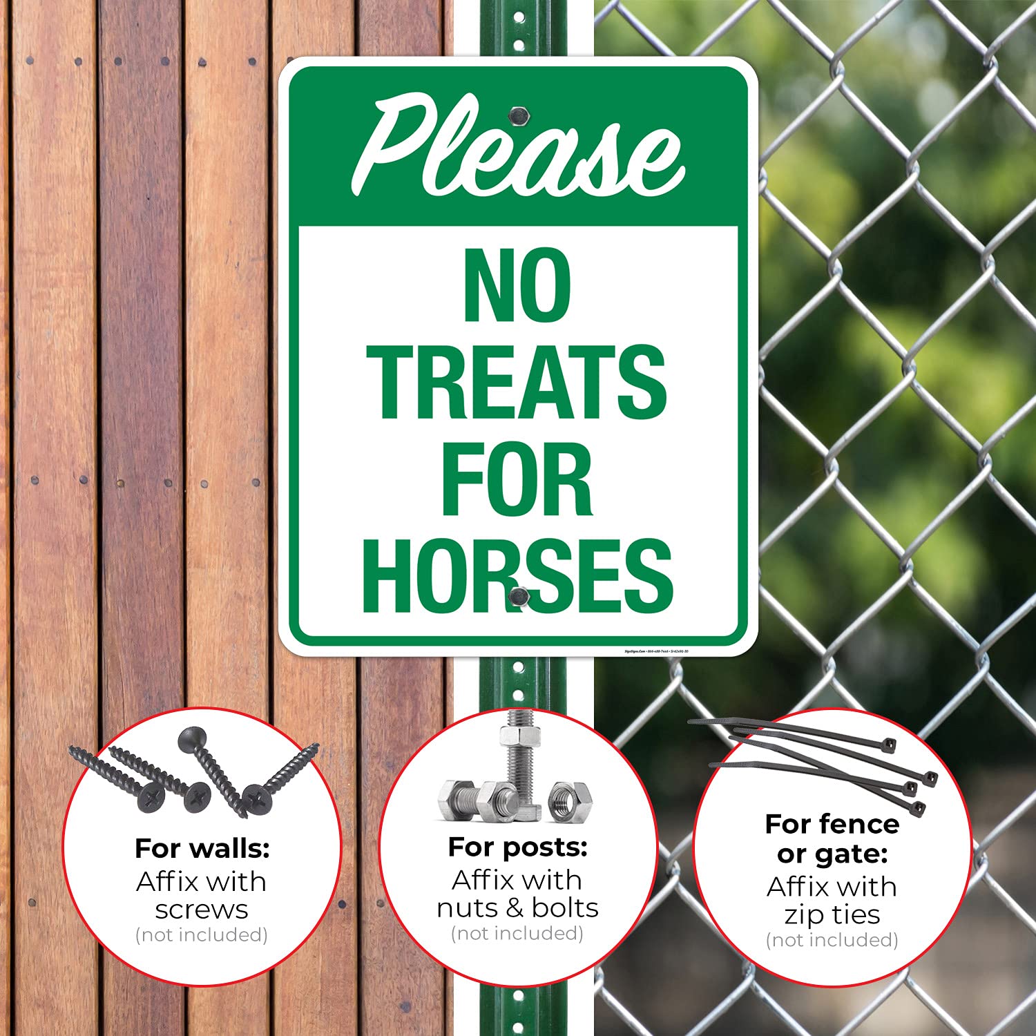 Please No Treats for Horses Sign, 24x30 Inches, Rust Free .063 Aluminum, Fade Resistant, Made in USA