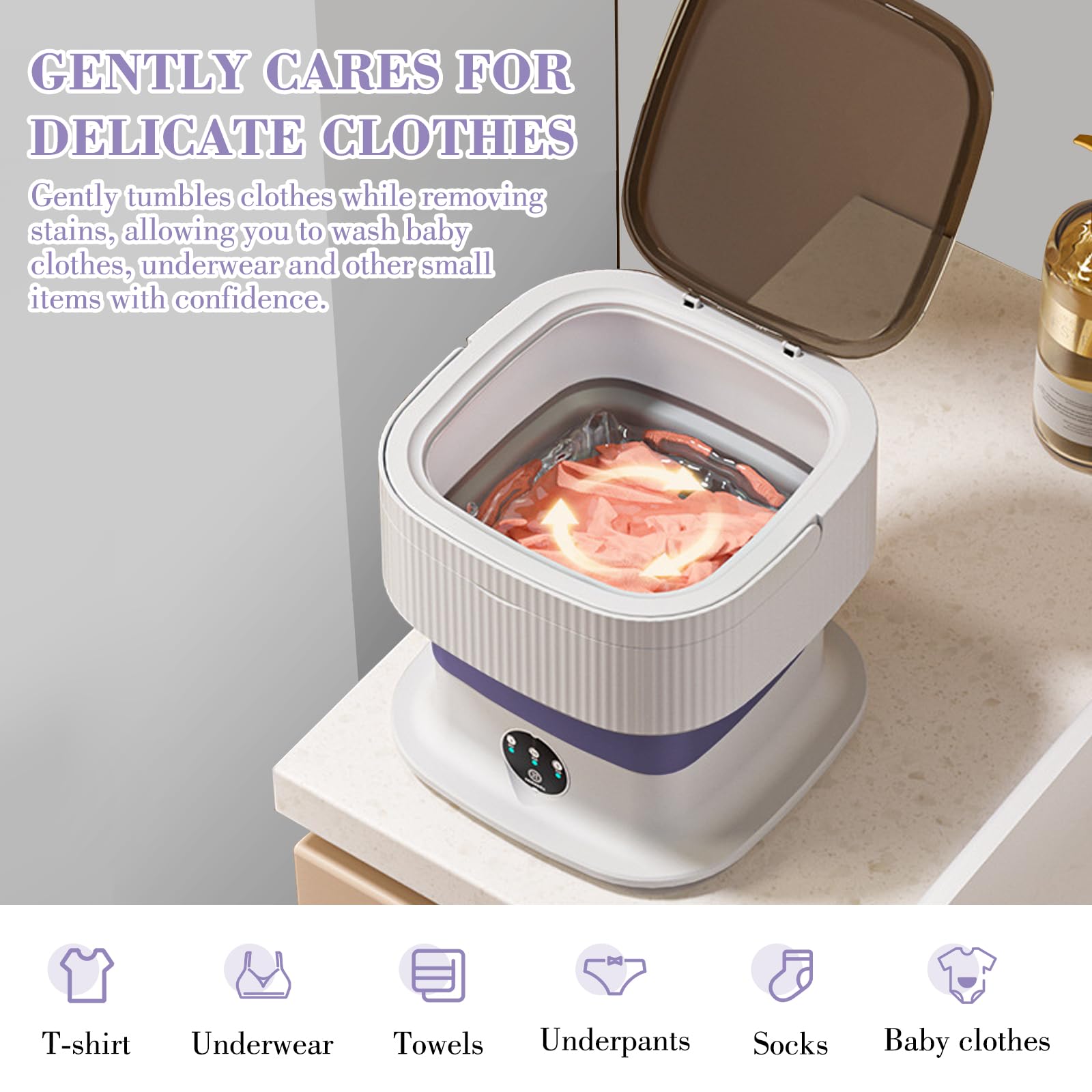 LIROPAU Mini lavadora portátil, 15 L, para camping, con centrifugado, limpieza profunda de ropa interior, ropa de bebé, calcetines para apartamentos, dormitorios, viajes, coches de turismo
