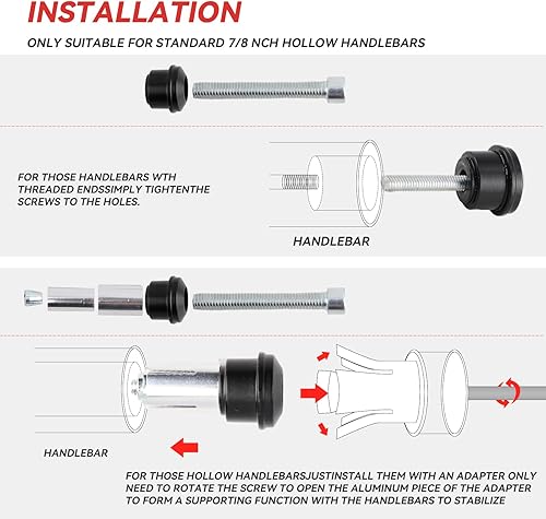 Miniatura 6 de Vatkan Espejos retrovisores de motocicleta de 78 pulgadas de 0.866 in, compatibles con la mayoría de Honda Grom, Kawasaki, Suzuki, Ducati, Yamaha y