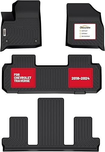 orealtrend Alfombrillas de repuesto para automóvil, para Chevrolet Chevy Traverse 7 asientos, 2018-2023, para todo tipo de clima, color negro, parte