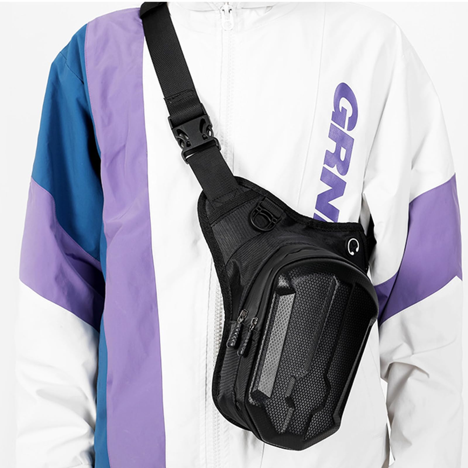 Sac de jambe pour homme et femme – Sac banane d'extérieur avec ceinture réglable – Sac tactique de hanche avec rangement imperméable pour la randonnée, le cyclisme, les voyages, la pêche (noir